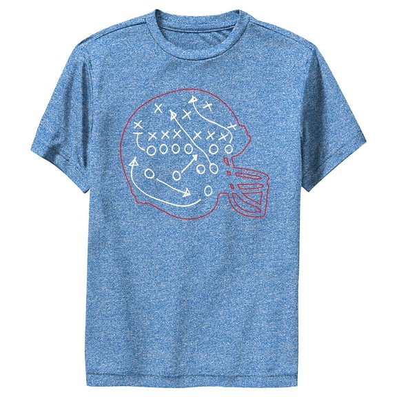 Boy's Lost Gods Football Helmet Game Plan  Performance Graphic Tee Royal Blue Heather Large