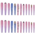 thumbnail image 2 of Fofosbeauty 24pcs Press on False Nails Tips,Coffin Fake Acrylic Nails, Flower Lines Purple, 2 of 6