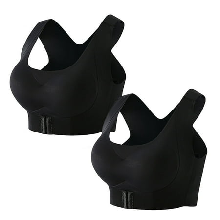 

RPVATI Women Racerback Bra 2 Pack WirelessSports Bras for Women Wirefree T-Shirt Plus Size Front Closure Bra