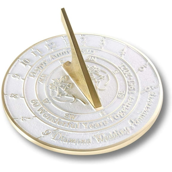 Nautical-Mart 60th Diamond Wedding Anniversary Sundial Gift Idea is A Great Present for Him, for Her Or for A Couple to Celebrate 60 Year of Marriage (60th Anniversary)