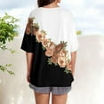 thumbnail image 4 of V-Neck Women's Short Sleeve T-shirt Summer Tops For Women Short Sleeve Crewneck Oversized T Shirts Trendy Solid/Flower Printed Beach Vacation Clothes,Black Women's Short sleeve T-shirt S, 4 of 5