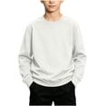 thumbnail image 2 of ITSAME Boys Girls Crewneck Sweatshirts Long Sleeve Solid Shirts Fall Winter Casual Base Pullover Tops White Size 12, 2 of 8