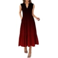 thumbnail image 2 of Casual Dresses for Women Clearance, Fashion Women's Casual Printed V-Neck Pullover Sleeveless Pleated Irregular Dress(Wine,M), 2 of 4