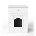 thumbnail image 6 of Wooden Pet House Cat Litter Box Enclosure with Drawer, Side Table, Indoor Pet Crate, Cat Home Nightstand (White), 6 of 10