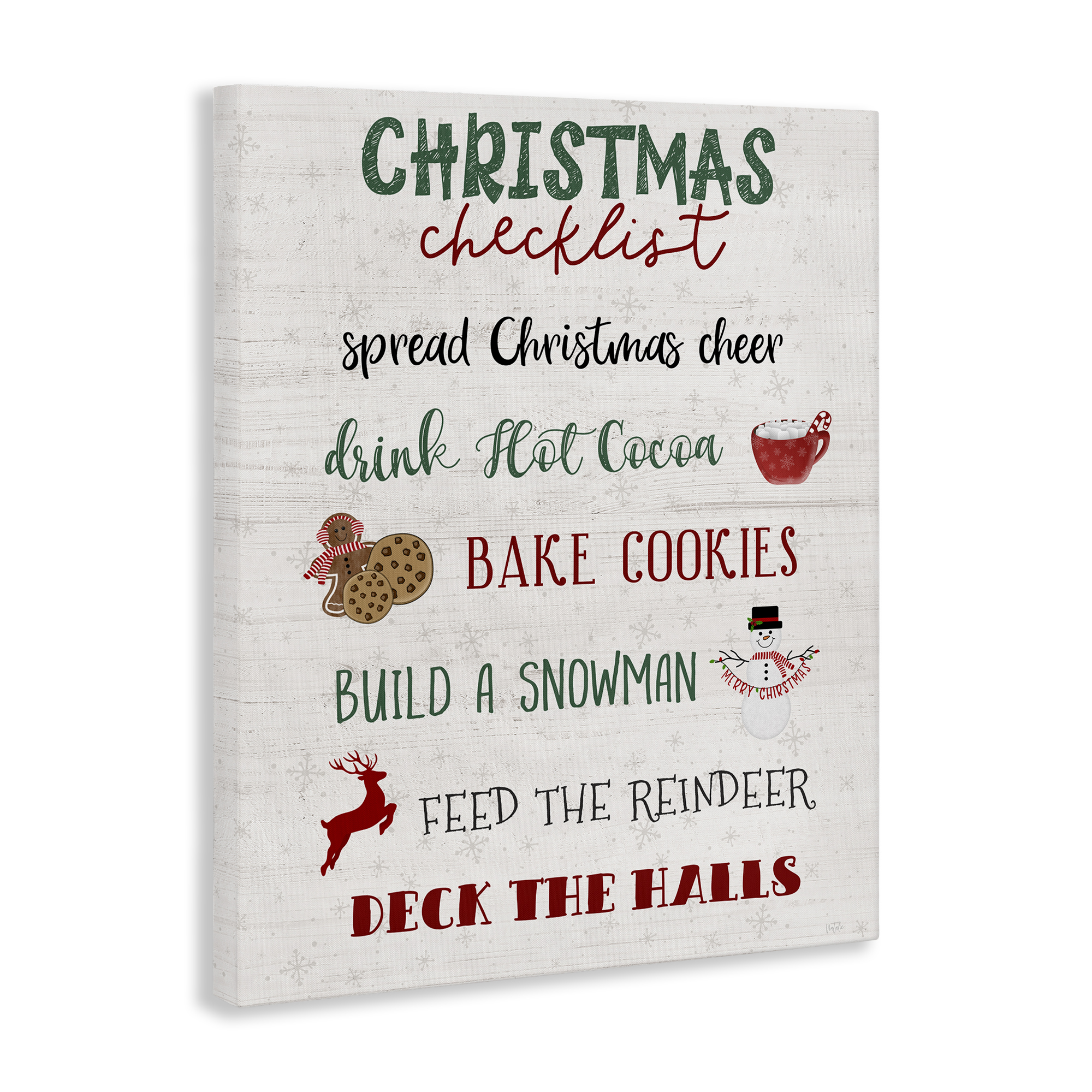 Stupell Industries Rustic Christmas Checklist Holiday Painting Gallery Wrapped Canvas Art Prints Wall Art, 16 x 20