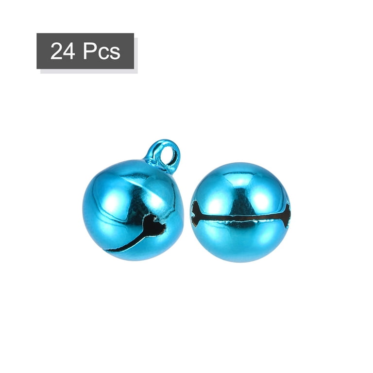 14mm Small Jingle Bells for Craft DIY Christmas Vacuum Plating Blue 24 Pack  