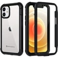 thumbnail image 1 of iPhone 12 Mini Case, [Built-in Screen Protector] Full Body Clear Bumper Phone Case Rugged Shockproof Protective Case Cover for iPhone 12 Mini 5.4-Inch (2020), Black, 1 of 6