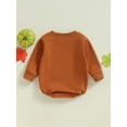 thumbnail image 6 of Halloween Baby Boy Girl Outfit Pumpkin Long Sleeve Sweatshirt Romper Fall Bubble Bodysuit Newborn First Halloween Costume, 6 of 8