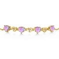 thumbnail image 2 of 18K Yellow Gold Plated Silver Simulated Pink Opal and White Lab Grown Diamond Bracelet for Women (3.04Cttw, Gemstone October Birthstone, Heart Shape 6X6MM, Fully Adjustable up to 9 inches), 2 of 5