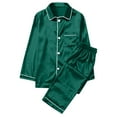 thumbnail image 3 of YYDGH Matching Jammies for Families Pajamas Sets Two-Piece Pj Sets Long Sleeve Sleepwear Satin Soft Button Down Loungewear Set, 3 of 5