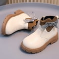 thumbnail image 7 of Toddler Boots,Girls Leather Booties Ankle Boots Bow Detail Short Style Fall Winter Shoes,Kids Snow Boots,Z04 White,6-7 Years, 7 of 7