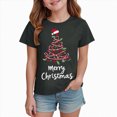 thumbnail image 5 of sdbrld Girls Christmas Shirts for Kids Cute Graphic Short Sleeve Holiday Tee Tops Grey Sizes 3-4 Years, 5 of 6
