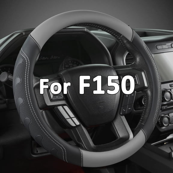 Car Steering Wheel Cover for Ford - F150 F250 F350 Expedition, (15.5-16 inches - Black Gray)