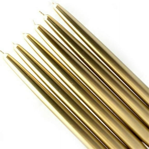 Jeco CEZ-041-12 10 in. Taper Candles, Metallic Gold - 144 Piece
