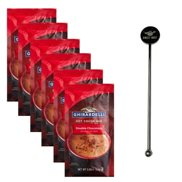 Ghirardelli Double Chocolate Hot Cocoa Mix, 6-Pack, 6 Individual Packets with Sweet Nest Stirrer
