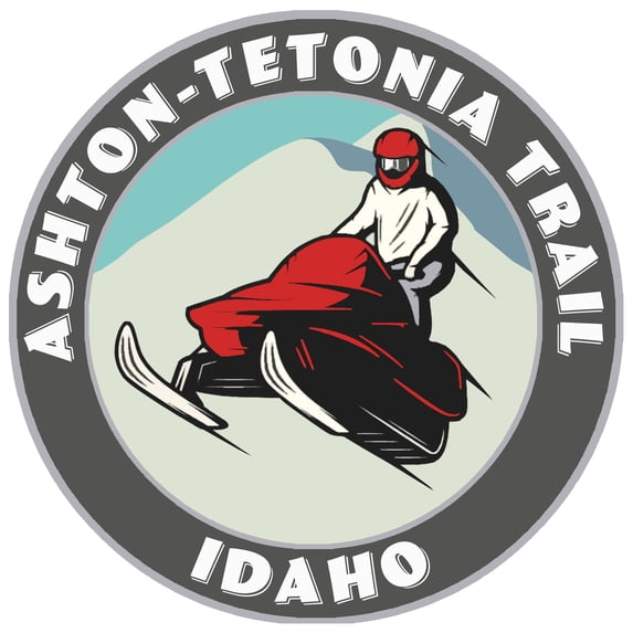 Ashton-Tetonia Trail, Idaho Snowmobile Decorative Car Truck Decal Window Sticker Vinyl Die-Cut Wildlife Travel Adventure Vacation Tourist Souvenir