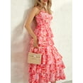 thumbnail image 4 of Faithtur Robe Longue à Imprimé Floral pour Femmes Col en V Volants Superposés Robe Cami Sans Manches Robe d'Été Décontractée de Plage pour Fête, 4 of 9