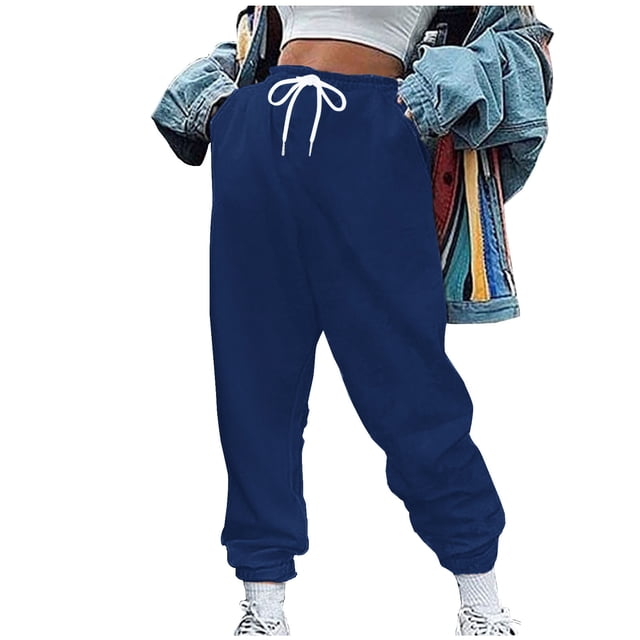 Yuyuzo Women Joggers Pants Drawstring High Waisted Workout Pants Sweatpants Trackpants Solid Color Trousers