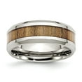 thumbnail image 1 of Stainless Steel Polished Wood Inlay Enameled 8.00mm Ring Size: 9; for Adults and Teens; for Women and Men, 1 of 6
