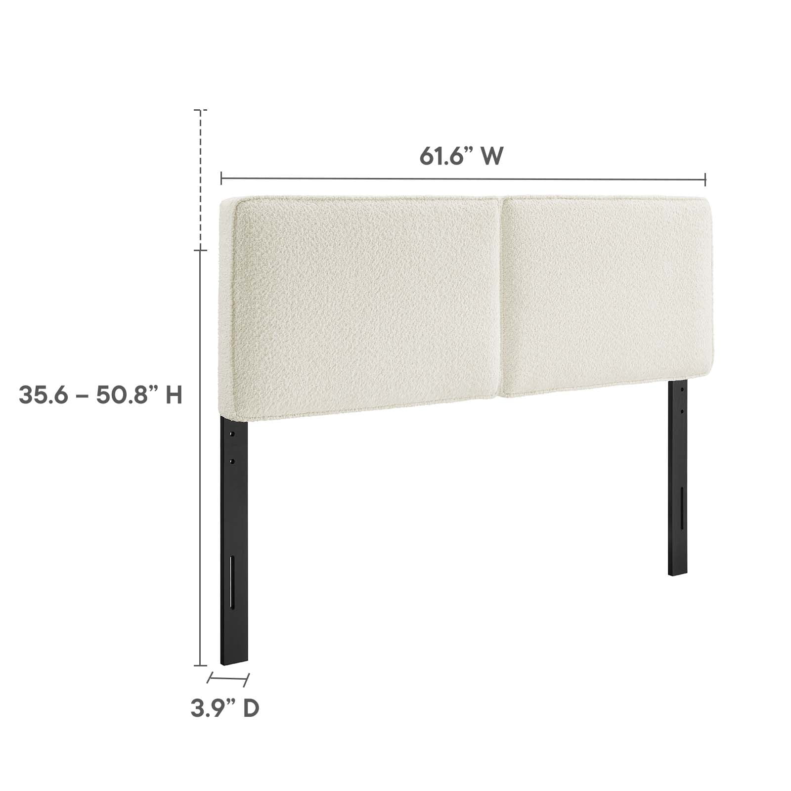 Lindee Boucle Fabric Queen Headboard in Cream