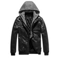 thumbnail image 5 of HAPIMO Sales Men's Motorcycle Leather Jacket Quilted Warm Jacket Multi Pocket Thickened Detachable Hooded Plus Size Hooded Jacket Black M, 5 of 9