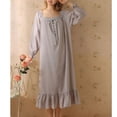 thumbnail image 3 of SWSMCLT Women's Cotton Nightgown Comfy Soft Sleepwear Cute Pajamas Summer Long Vintage Short Sleeve Ruffle Grey Large, 3 of 4