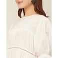 thumbnail image 3 of Moomaya Short Sleeves Round Neck Tiered Solid Cotton Dress -Women's Casual Dress, 3 of 9