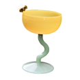 thumbnail image 2 of Vasos de yogur de vidrio de colores Macarena resistentes al calor con patas base verde amarillo, 2 of 7