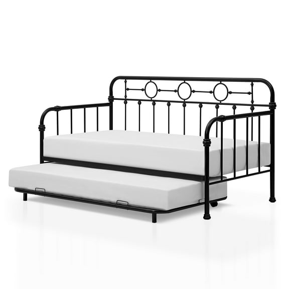 Furniture of America Willow Metal Daybed with Trundle Set, Black