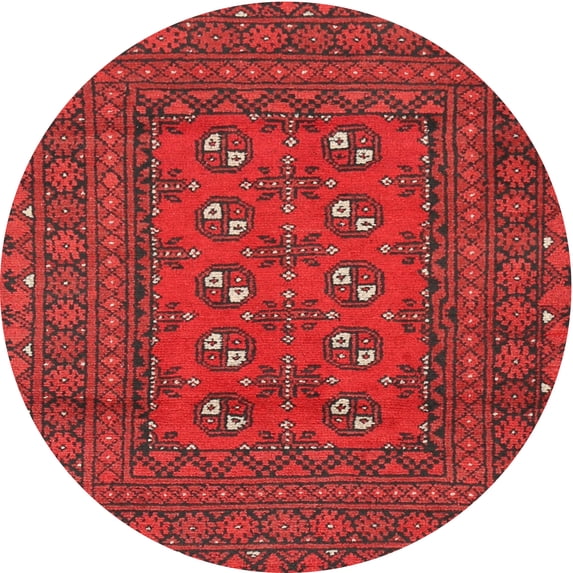 Ahgly Company Indoor Round Traditional Red Persian Area Rugs, 4' Round