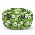 thumbnail image 1 of Floral Pouf Cover with Zipper, Digitally Generated Flower Type with Big Leaves, Soft Decorative Fabric Unstuffed Case, 30" W X 17.3" L, Lime Green Multicolor, by Ambesonne, 1 of 5