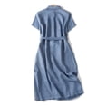 thumbnail image 3 of Enjoytime Women Fashion Short Sleeve Dress 2025 Summer Solid Color Casual Shirt Dress With Pockets Beach Women's Retro Cotton And Linen Dresses Beach Outfits, 3 of 5