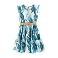 thumbnail image 1 of Vestido para Niñas PATPAT Boho Floral con Volantes y Cinturón Verde 7-8 Años, 1 of 9