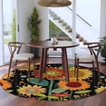 thumbnail image 3 of Round Rugs 7Ft, Vintage Sunflower Round Area Rug Washable Indoor Throw Carpet, Black Boho Ethnic Summer Botanical Large Non Slip Circle Rug for Dining Room Playroom Home Decor Aesthetic, 3 of 8