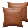 thumbnail image 6 of Faux Leather Throw Pillow Covers, 20x20 Inch Set of 2 Brown Lumbar Boho Modern Square Home Decorative Pillow Cases for Outdoor Living Room Couch Bed Sofa Bedroom Cushion Covers, 6 of 6