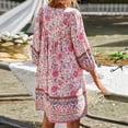 thumbnail image 6 of ZANZEA Womens Dresses 3/4 Sleeve V-Neck Printing Above Knee Length Dress, 6 of 7