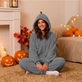 thumbnail image 7 of Unisex Adult Onesie Pajamas BWASD Casual One Piece Snug Fit Thick Warm Plush Pajamas Soft Solid Color Long Sleeve Hooded Loungewear Soft for Fall Winter Sleepwear ,3XL, 7 of 7