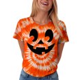 thumbnail image 4 of CFXNMZGR Summer Halloween Halloween Oversized Shirts for Women Spooky Season T-Shirt Halloween Pumpkin Costume Ghost Fall Tees Top (Orange,M), 4 of 5