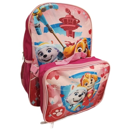 Paw Patrol Girls "Boss Pup" Skye, Everest Full Size 16 Inch Backpack with Detachable Lunch Box