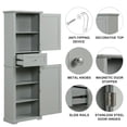 thumbnail image 4 of Tall Bathroom Storage Cabinet, 67.3 inch Freestanding Organizers Cabinet with Drawer and Adjustable Shelf for Bathroom, Living Room, Kitchen, Pantry, Gray, 4 of 7