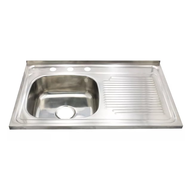 Tarja De Acero Inoxidable Alfa Sobreponer Escurridor Derecho 80 x 50cm