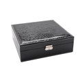thumbnail image 1 of Tignapoo Elegant Black Leather Jewelry Organizer with Mirror - Double-Layered Crocodile Pattern Storage Box for Necklaces, Rings, and Earrings - Perfect for Home or Travel, 1 of 6