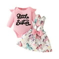 thumbnail image 2 of Esaierr Newborn Girls Letter Dress Romper with Headband Comfort Outfits for 0-18M Spring Autumn Top +Bow Skirt Set, 2 of 5