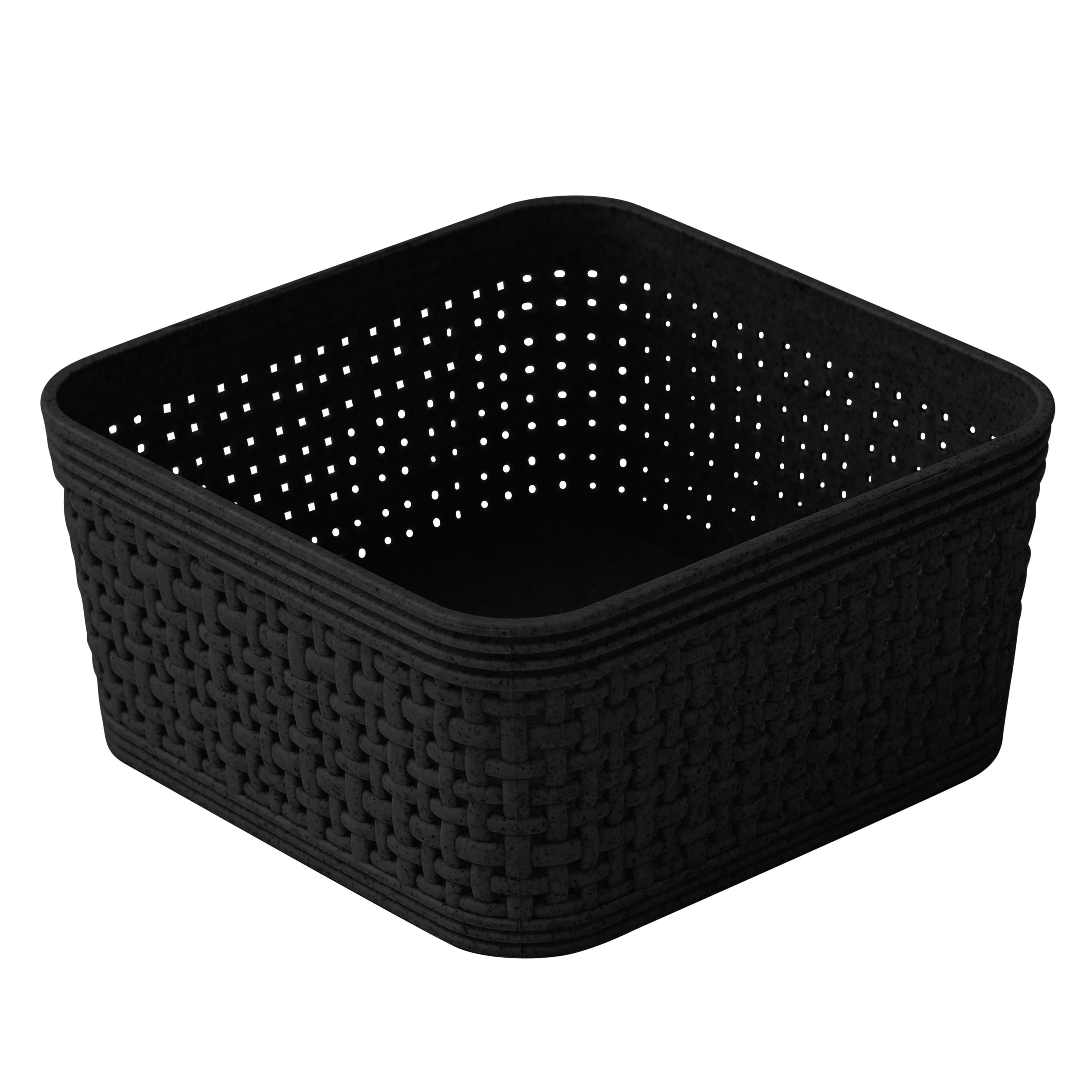 Simplify For Green Living 6 Pack Square Basket Organizing Set in Matte Black Plant Based Wheatgrass