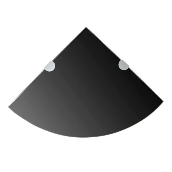 Corner Shelf with Chrome Supports Glass Black 9.8"x9.8"