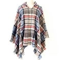 thumbnail image 5 of Poncho à Capuche à Carreaux pour Femmes Cape Châle Couverture Cape Châle avec Franges, 5 of 5