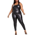 thumbnail image 1 of Nina Parker Womens Pleather Elasticized Stretch Casual Legging Pants, black, Plus Size, 4X, 1 of 1