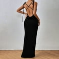 thumbnail image 4 of Women Maxi Bodycon Dresses Square Neck Sleeveless Elegant Spaghetti Strap Cocktail Party Club Long Dress, 4 of 8