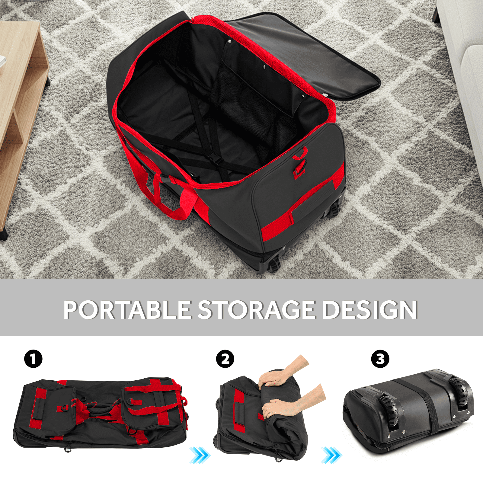 Fegat Foldable Rolling Duffel Bag,30'' Travel Duffel Bag Expandable 100L-120L Heavy Loads Design,Large Waterproof Wheeled Bag for Travel with Straps & Lock