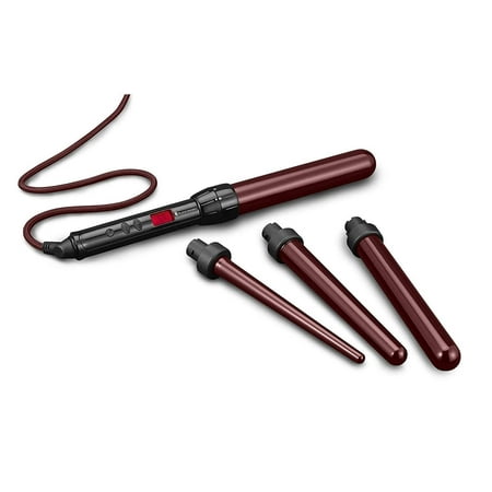 Cherry Professional 4-in-1 Premium Quality Thermolon Hair Curling Iron Set With Interchangeable Wands - Includes 4 Ceramic Barrels, One Base, Heat Resistant Styling